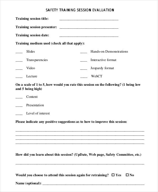 FREE 26+ Training Evaluation Forms in PDF MS Word