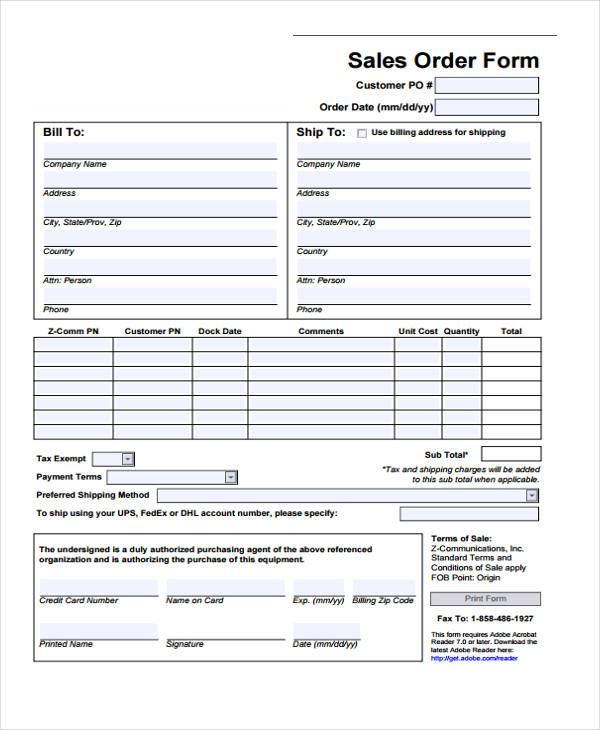 FREE 35+ Simple Order Forms in PDF Excel MS Word