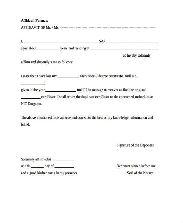 FREE 42+ Affidavit Forms in PDF