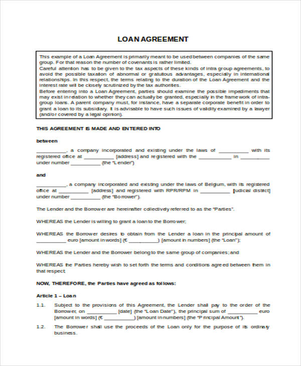 FREE 56+ Loan Agreement Forms in PDF MS Word