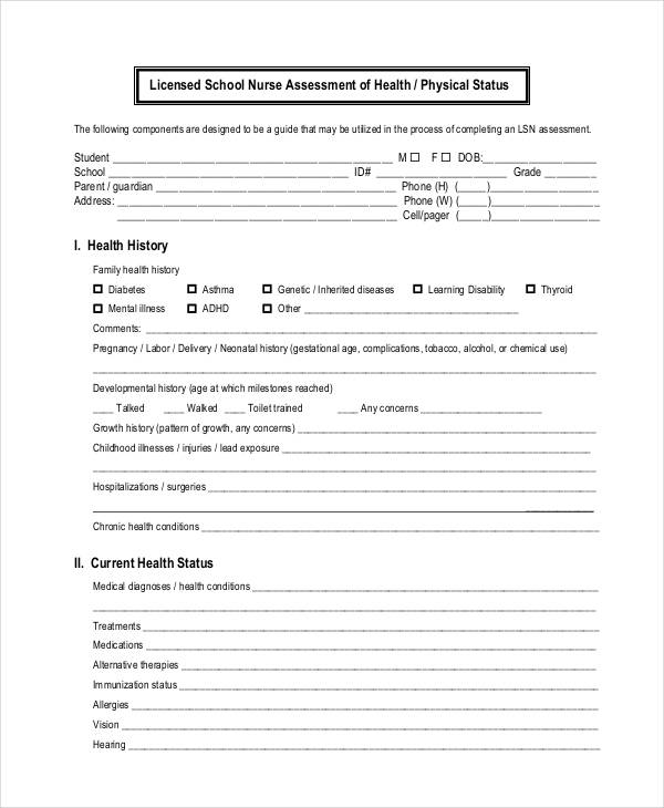 FREE 40+ Health Assessment Forms in PDF MS Word
