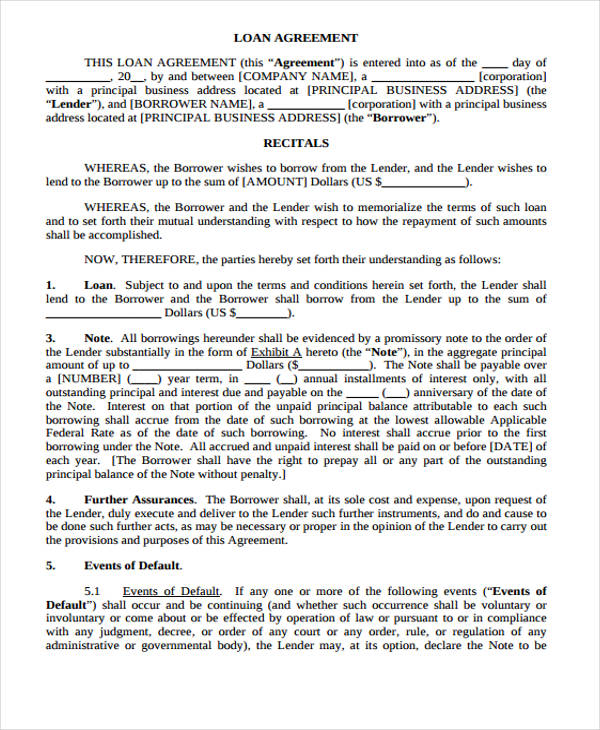 FREE 40+ Printable Loan Agreement Forms in PDF MS Word