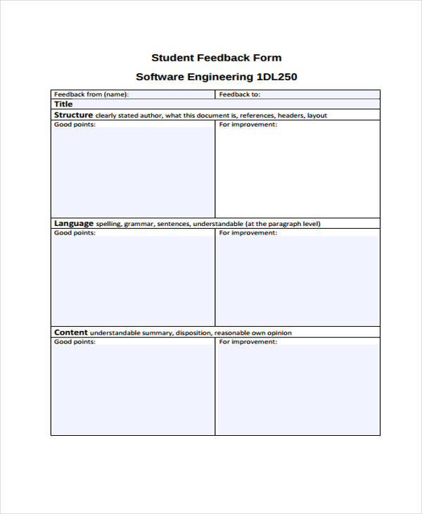 FREE 18+ Student Feedback Forms in PDF