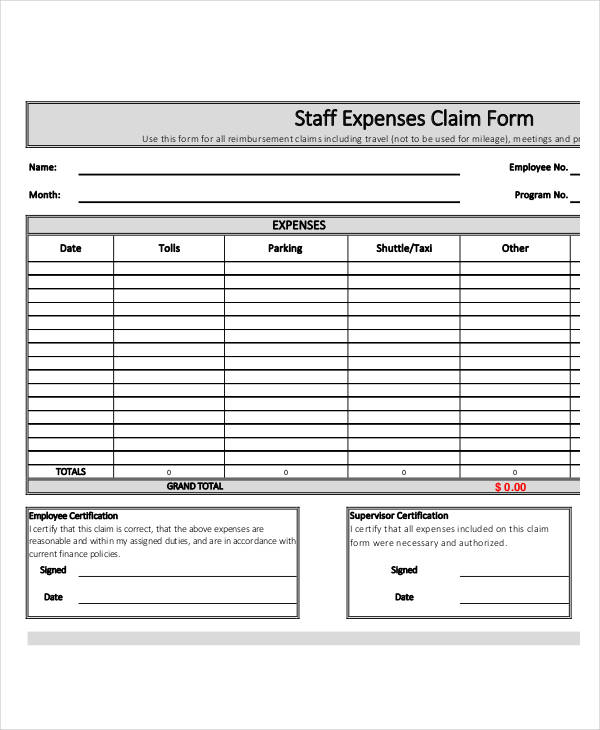 Expense Claim Form FREE 34+ Claim Forms in PDF DocTemplates