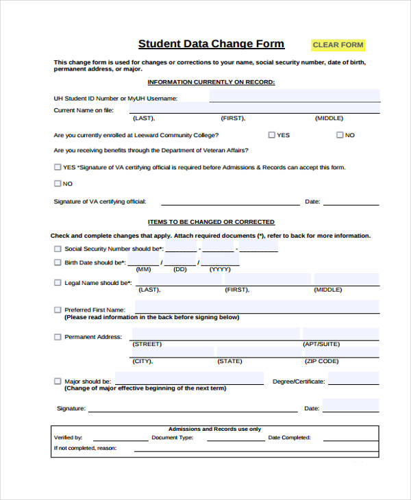 FREE 35+ Change Forms in PDF