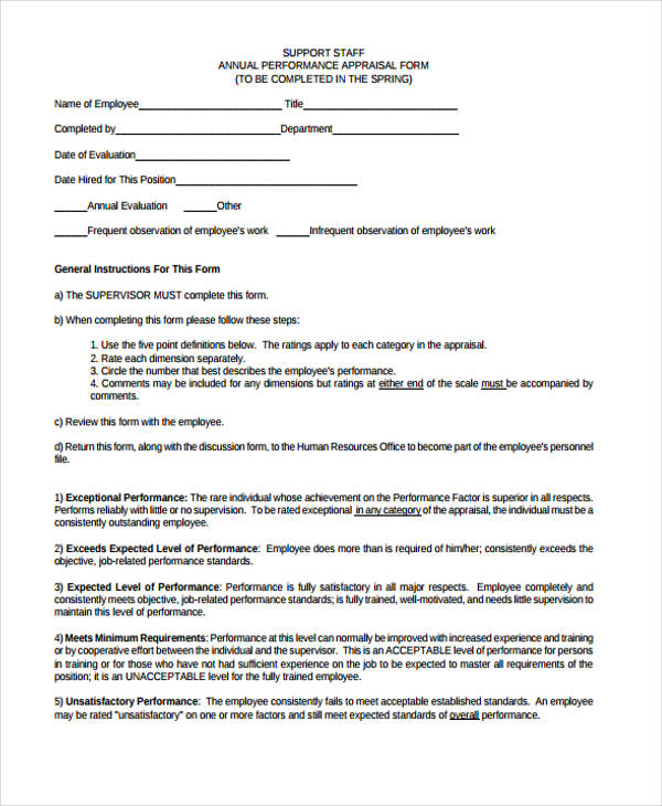 FREE 23+ Staff Appraisal Forms in PDF MS Word Excel
