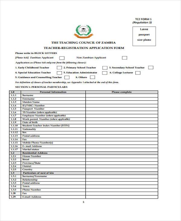 FREE 8+ Sample Teacher Registration Forms in PDF MS Word