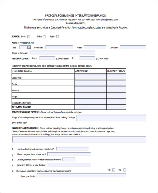 FREE 49+ Insurance Proposal Forms in PDF MS Word Excel