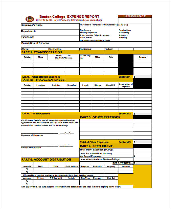 FREE 28 + Expense Report Forms in PDF MS Word Excel