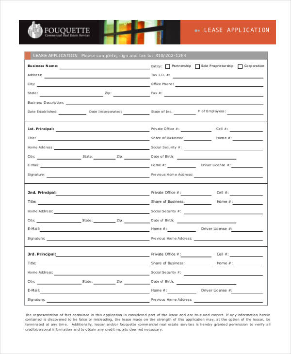 FREE 8+ Commercial Lease Application Forms in PDF MS Word