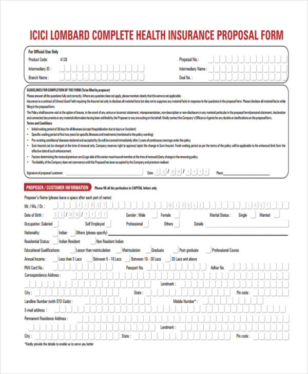 FREE 49+ Insurance Proposal Forms in PDF MS Word Excel