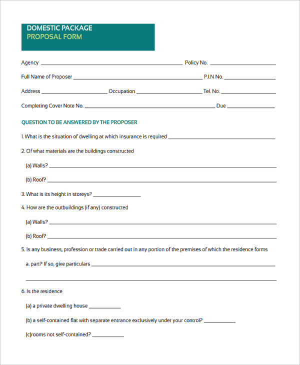 FREE 49+ Insurance Proposal Forms in PDF MS Word Excel