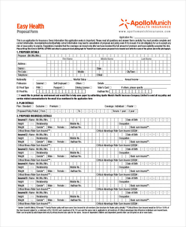 FREE 44+ Insurance Proposal Forms in PDF MS Word Excel