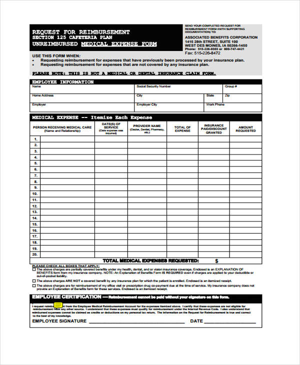 FREE 11+ Medical Expense Forms in PDF MS Word