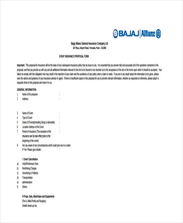 FREE 42+ Insurance Proposal Form Formats in PDF MS Word Excel