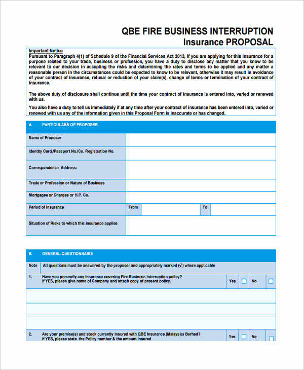 Qbe Insurance (Malaysia) Berhad / Free 49 Insurance Proposal Forms In