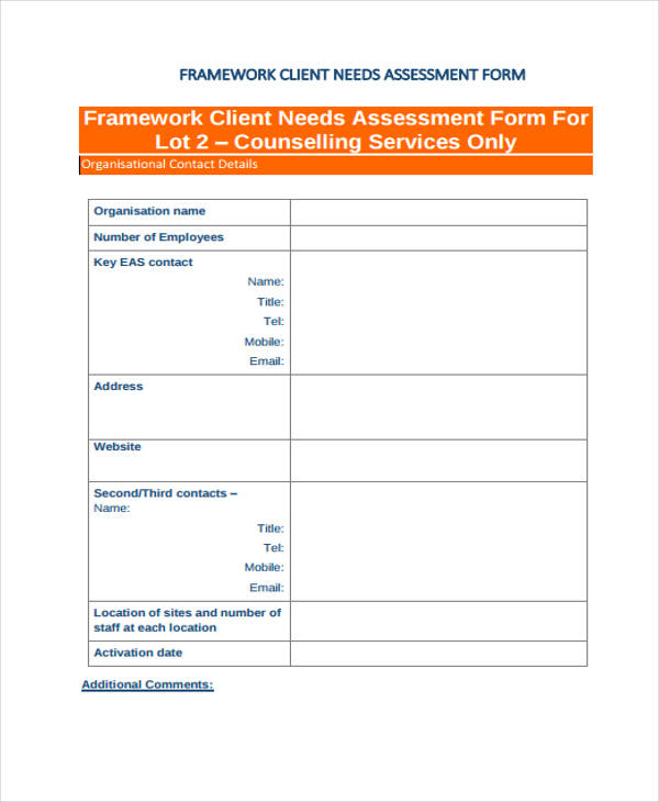 FREE 31+ Needs Assessment Forms in PDF Excel MS Word