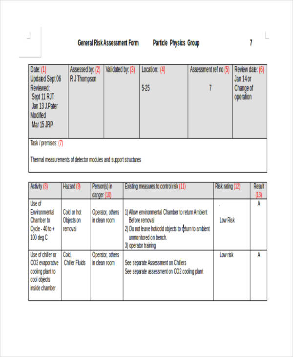 FREE 9+ Plant Risk Assessment Forms in PDF MS Word