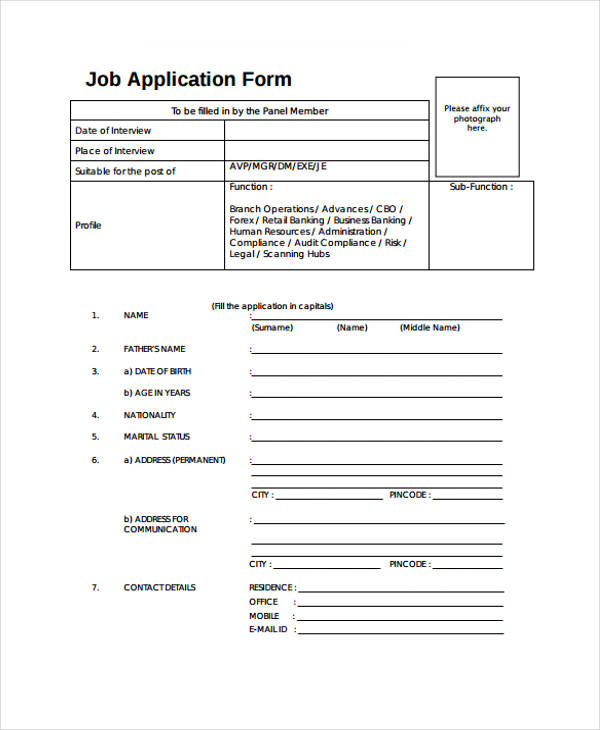 Generic Job Application Template Word Master Template
