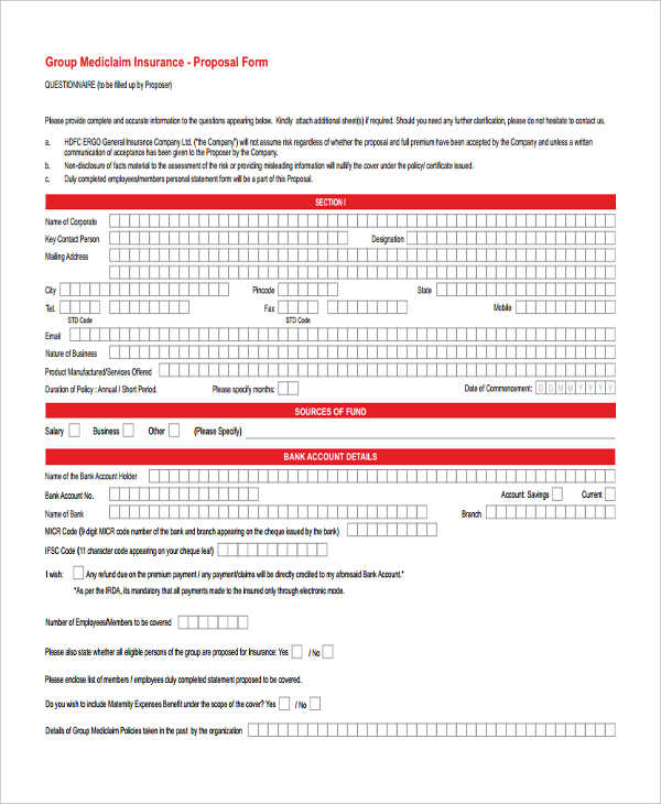 FREE 49+ Insurance Proposal Forms in PDF MS Word Excel