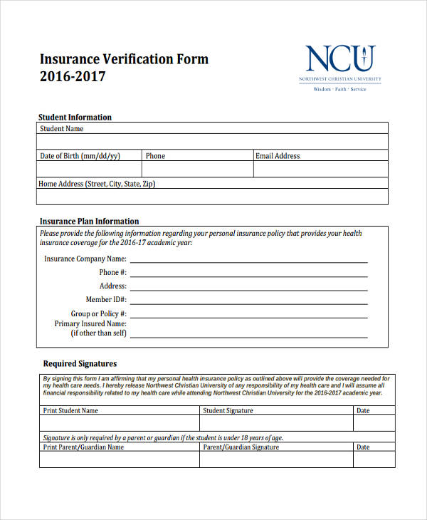 FREE 23+ Insurance Verification Forms in PDF MS Word