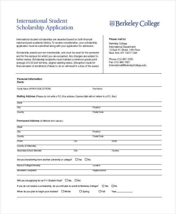 FREE 42+ Sample Student Application Forms in PDF MS Word Excel