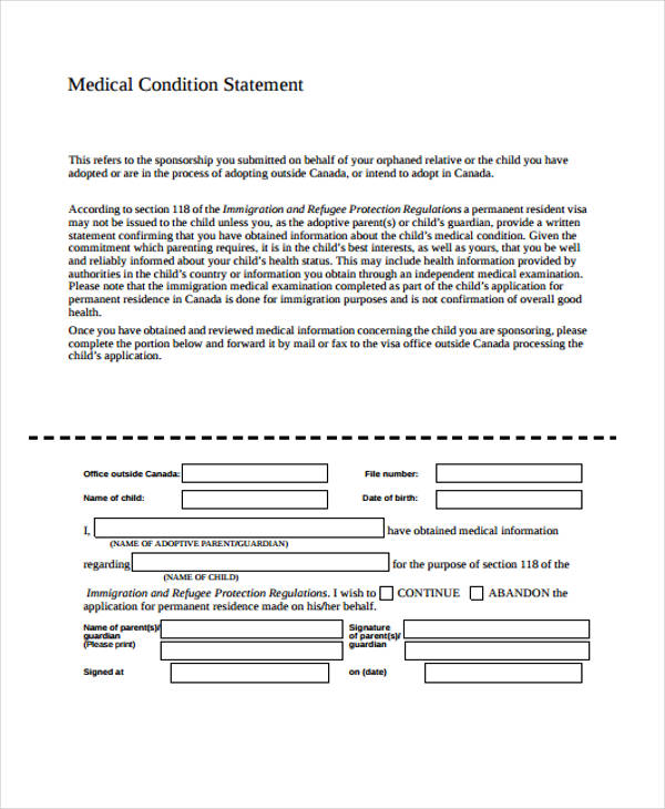 FREE 12+ Sample Medical Statement Forms in PDF MS Word