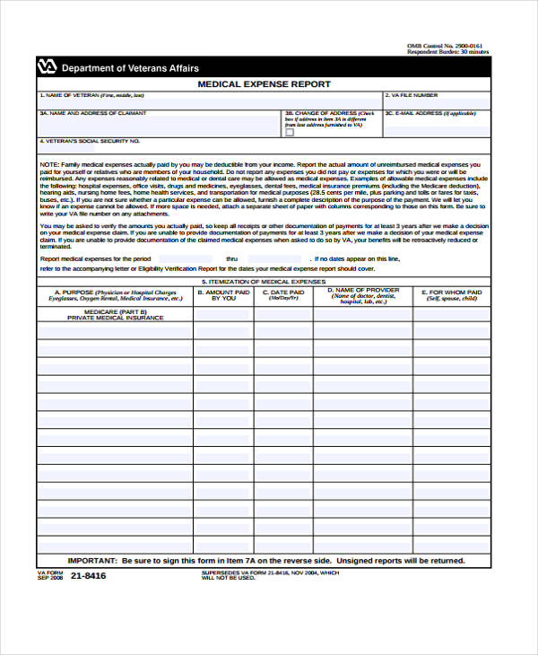 FREE 11+ Medical Expense Forms in PDF MS Word
