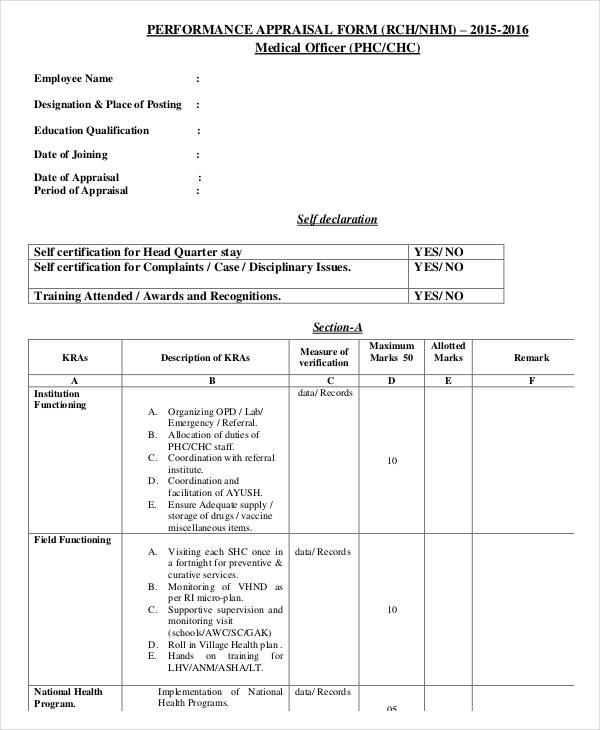 FREE 8+ Medical Appraisal Forms in PDF MS Word
