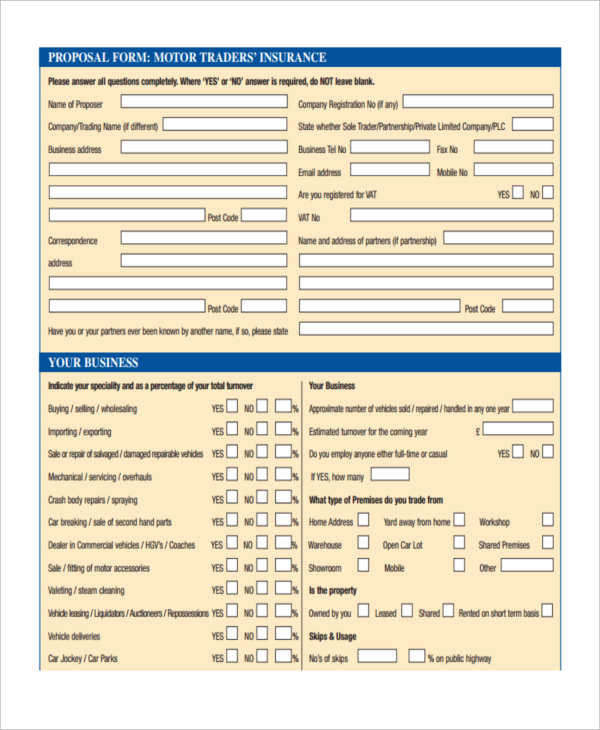 FREE 49+ Insurance Proposal Forms in PDF MS Word Excel