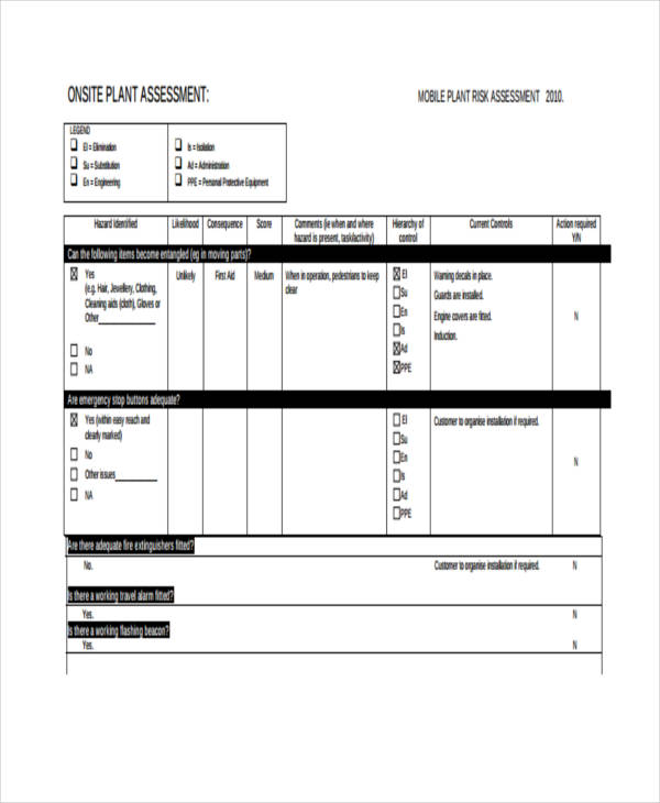 FREE 9+ Plant Risk Assessment Forms in PDF MS Word