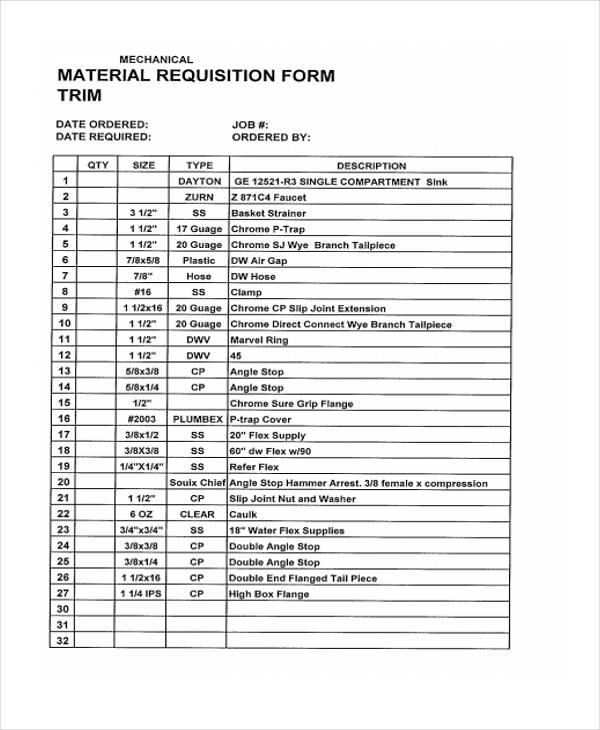 FREE 18+ Material Requisition Form Samples, PDF, MS Word, Google Docs