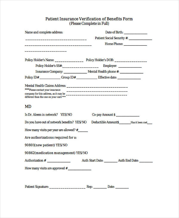 FREE 23+ Insurance Verification Forms in PDF