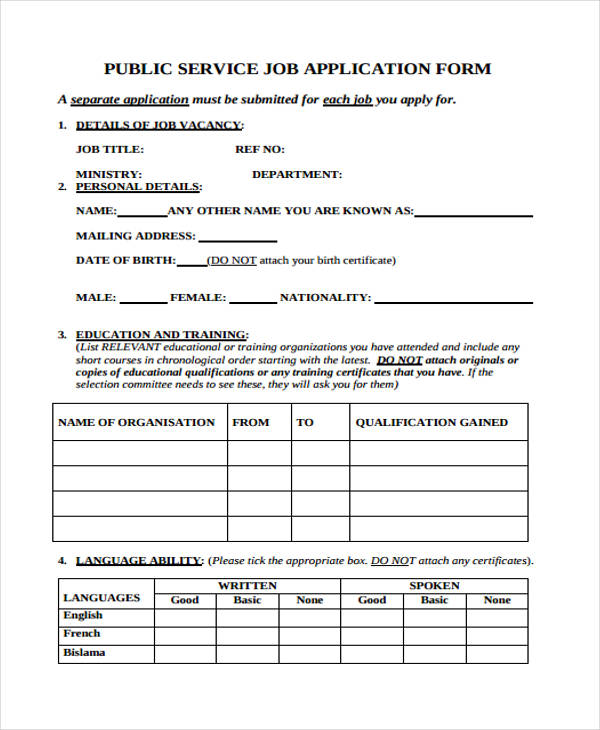 FREE 36+ Job Application Forms in PDF MS Word Excel