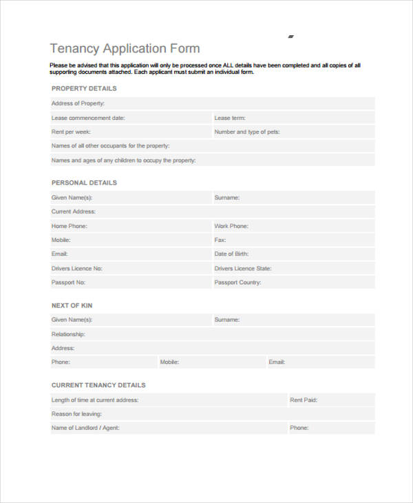 FREE 11+ Sample Real Estate Application Forms in PDF Excel MS Word
