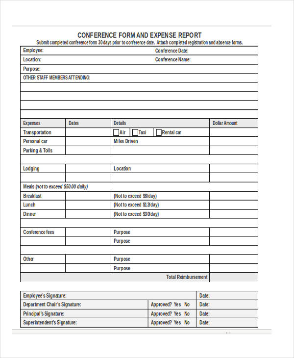 FREE 20 + Expense Report Forms in MS Word