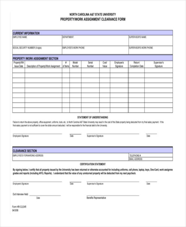 FREE 21+ Employee Clearance Forms in PDF Excel MS Word