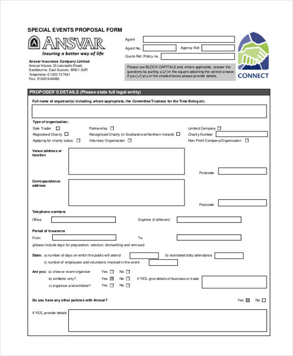 FREE 44+ Insurance Proposal Forms in PDF MS Word Excel