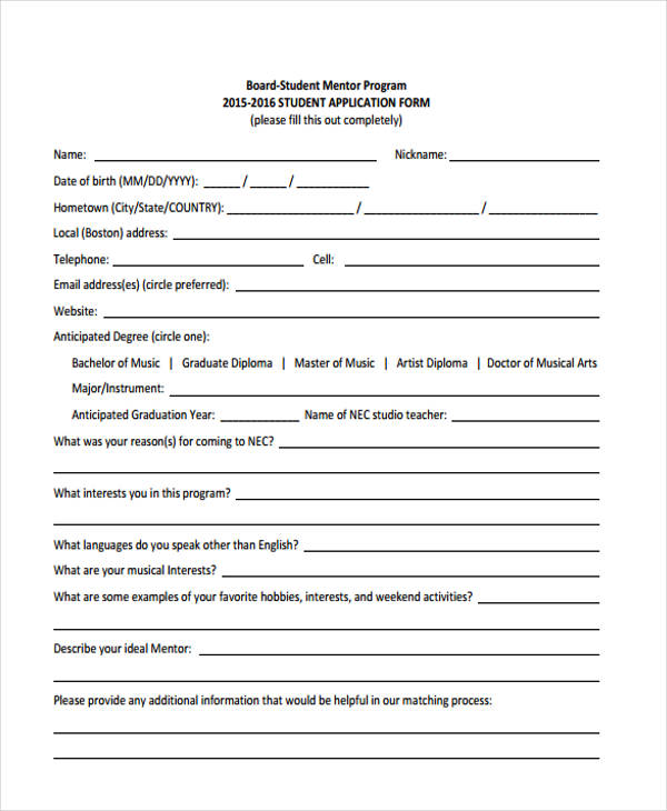 FREE 40+ Student Application Forms in PDF