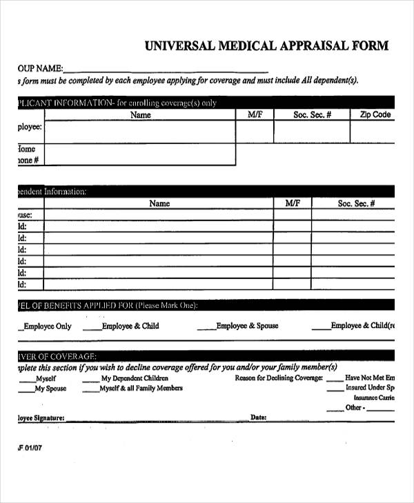 FREE 8+ Medical Appraisal Forms in PDF MS Word