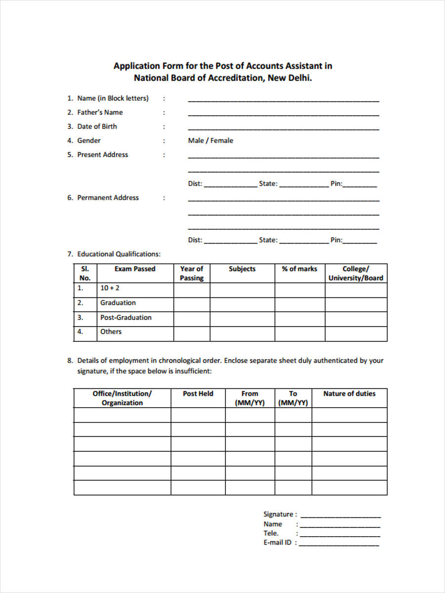 Employment Job Application Forms Accounting application job form forms ms word pdf Dotaners