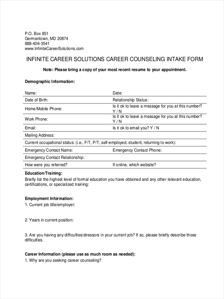 FREE 34+ Counselling Forms in PDF Ms Word