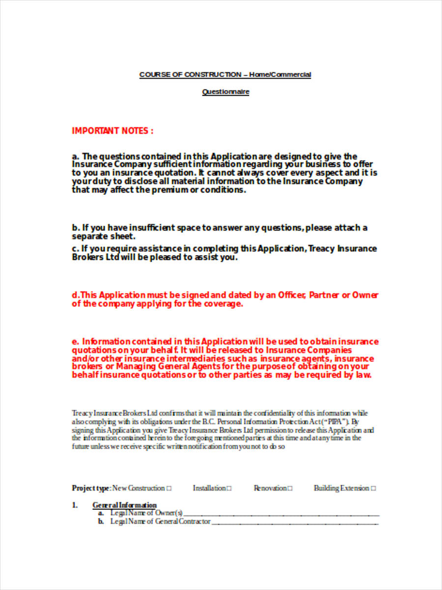 FREE 8+ Sample Mortgage Questionnaire Forms in MS Word PDF