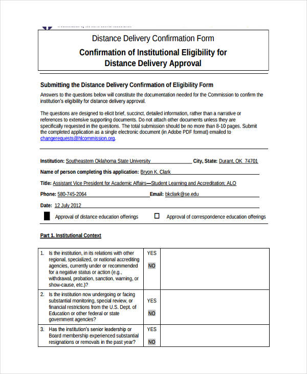FREE 8+ Sample Delivery Confirmation Forms in MS Word PDF