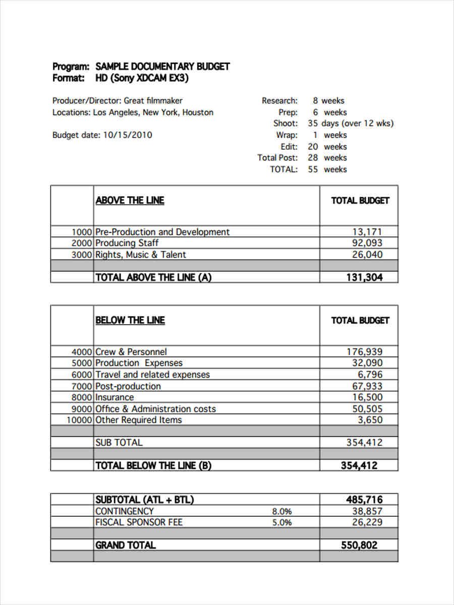 Budget Template For Word