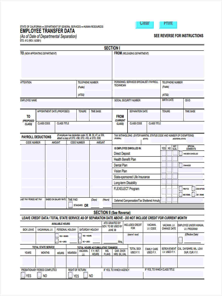 FREE 7+ Employee Transfer Forms in PDF
