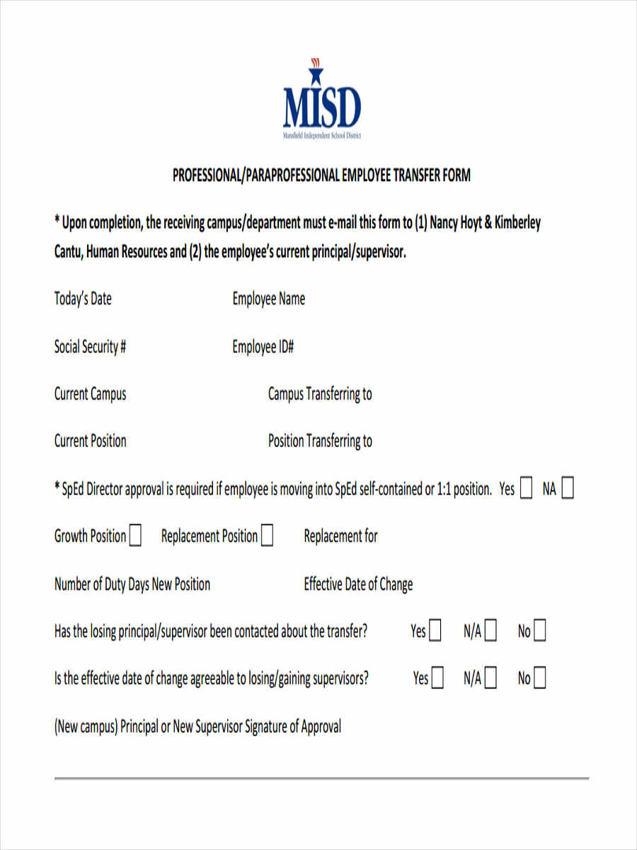 FREE 7+ Employee Transfer Forms in PDF