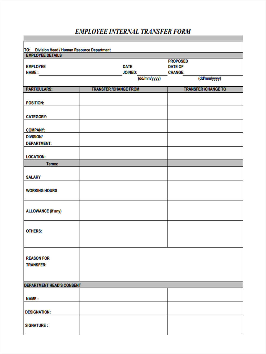 FREE 7+ Employee Transfer Forms in PDF