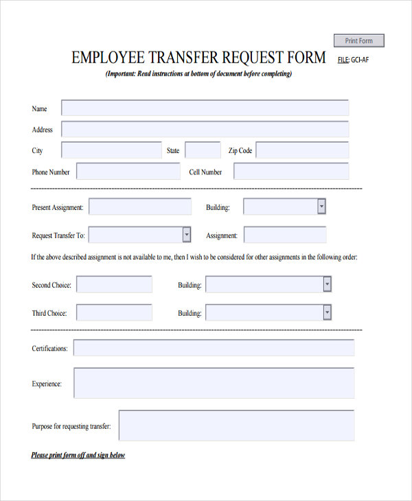 FREE 12+ Transfer Request Forms in PDF Ms Word Excel