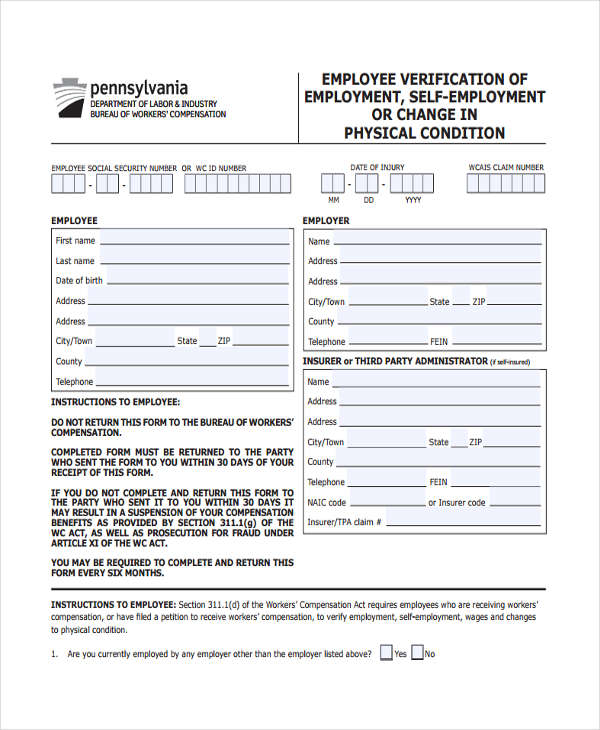 FREE 10+ Employment Verification Forms in PDF Ms Word